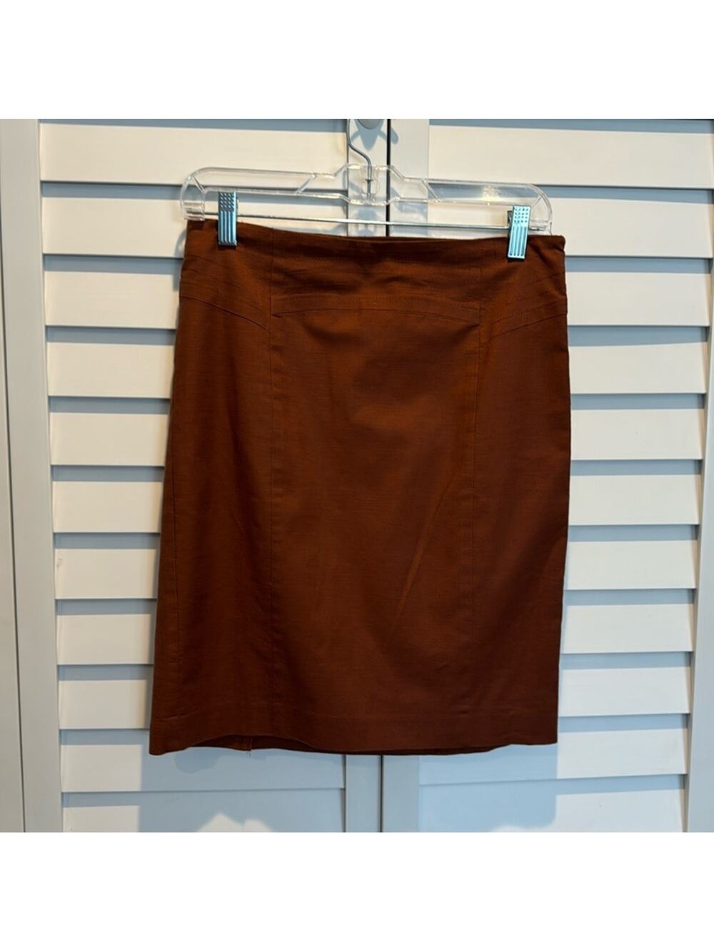 The Limited Pre Loved lined Skirt in a Brown Brick color.